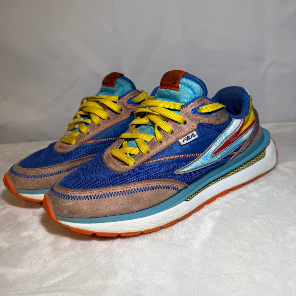 FILA x Dragon Ball Super Goku Sneakers Women's 6.5 Blue Yellow Anime Collab